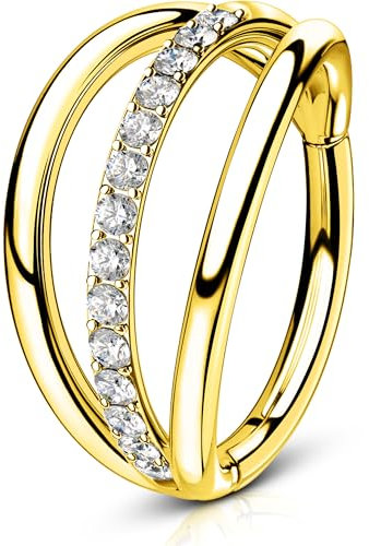 OUFER Body Piercing Helix Earring Cartilage Earring Hoop 16G Helix Piercings Gold 316L Stainless Steel Tragus Daith Conch Snug Spetum Rings Earrings Jewellery