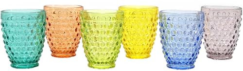 COSE DA CASA Set 6 bicchieri multicolore in vetro 27cl eleganti stileraffinato per tavola cucina colorati primavera estate