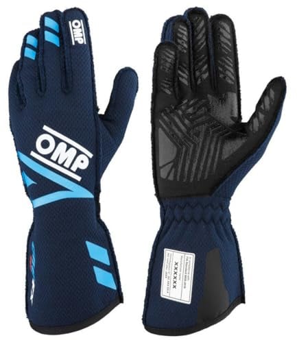 Ompracing Omp One Evo Fx FIA 8856-2018 Handschuhe, Marineblau/Cyan, Größe M