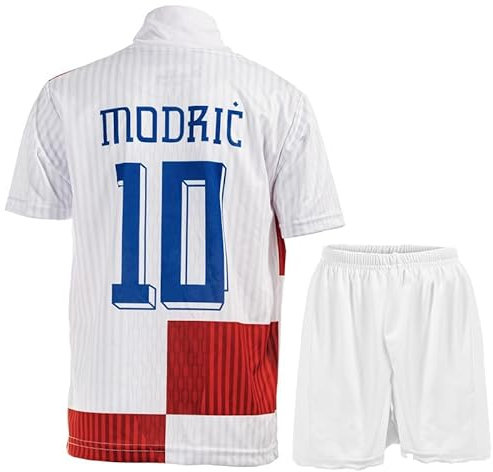 Hawkara Kroatien #10 Modric Heim Kinder Trikot mit Kurz, Fußball Trikot Set Neue Season Jugendgrößen (Rot/Weiß,152)