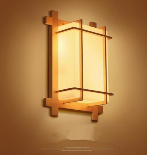SXYSXYSXY LED Japanischer Stil Holz Wandleuchte Schlafzimmer Vintage Wandbeleuchtung 3000K Kreatives Design Minimalismus Wandlampe für Wohnzimmer Treppenhaus 24 * 18 * 8cm