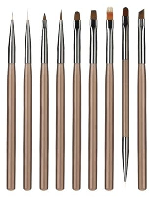 TPZORJX 9 Pièces Pinceaux - pour Ongles en Gel Ensemble de Pinceaux à Ongles,pour Vernis à Ongles Gel Acrylique Brosse à Ongles Nail Art Kit Pinceau Acrylique Fineliner Créez Vos Propres Ongles