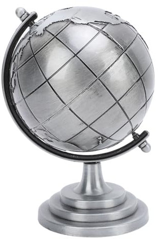 Weltkugel, Grauer Globus-Dekor, Legierungs-Globus, Desktop-Dekoration, pädagogische 360-Grad-Drehung, Globus-Kugel-Dekor, Exquisite Moderne Desktop-Dekoration