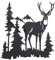 Generisch Wandobjekt Hirsch im Waldblick, Schwarz, 49,4 x 43,9 x 2 cm, Metall