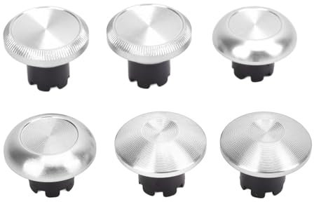 6-teilige Metall-Daumenstifte für Edge-, und Pro-Controller, Ersatzset mit Standard-, Low-Dome- und High-Dome-Kappen, Verbesserter Kontrolle und (Silver)