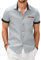 COOFANDY Mens Shirts Short Sleeve Casual Dress Denim Work Shirts Plaid Collar Regular Fit Summer Shirt Cotton Non Iron Shirt Party Light Gray A M