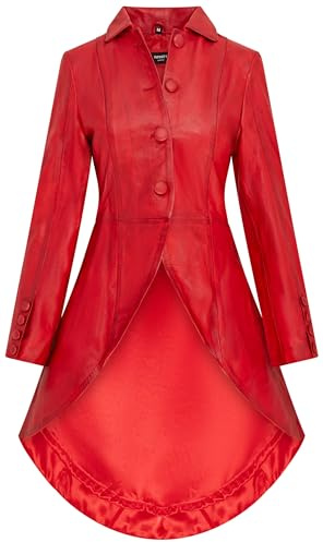 Womens Gothic Full Length Leather Coat Victorian Flare Goth Punk