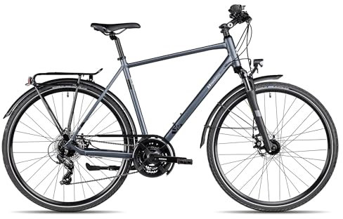 2R Manufaktur TRS GO | Trekkingbike | 28 Zoll Herrenfahrrad | 21-Gang Schaltung | mechanische Scheibenbremse | inkl. Straßenausstattung, Farbe:Dark Grey matt/Grey Black matt, Rahmengröße:60 cm