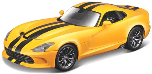alles-meine.de GmbH Dodge Viper SRT GTS Gelb mit Streifen in Schwarz Coupe 5. Generation 2012-2017 1/18 Modell Auto mit individiuellem Wunschkennzeichen