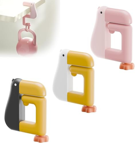 3PCS Duck-Shaped Table Hook, Portable No-Drill Purse Hanger Bag Clamp for School Office Desk Storage Organization Purse Holder for Desk Can Hook Bags, Umbrellas, Keys, Cups and Headphone (3PCS)