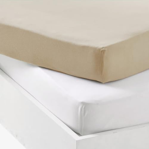 Mon PTIT Dodo Set of 2 Jersey Fitted Sheets White/Nude 60 x 120 cm