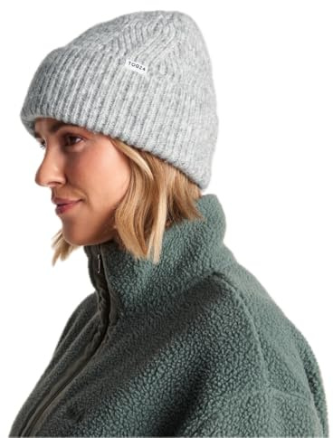 TOG24 Abby Unisex Knitted Beanie, Knit Woolly Rib Turn Up Warmth Wind | One Size,Ice Grey Marl,Winter hat
