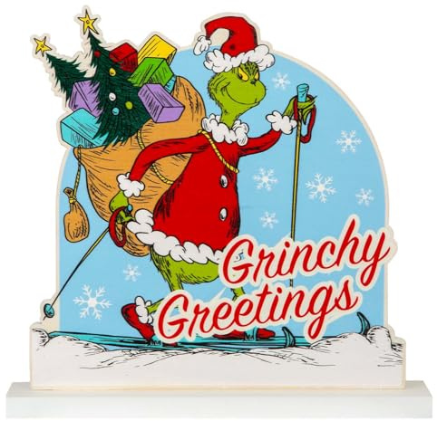 VFM e-Store - Grinch Christmas Decoration Festive Gift Ornament Dr Seuss Xmas Theme Fun Design - 21.5cm X 22cm Green X 1