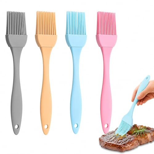 CQXSYTBN Lot de 8 Pinceaux Pâtisserie en Silicone 17 cm, Brosses de Cuisine Résistantes pour Pâques et Carnaval, Ustensiles Colorés pour Barbecue, Marinade et Glaçage de Fête
