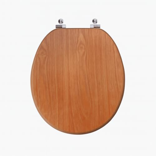 18 MDF Toilet Seat Universal Adjustable Fit Most Toilets Oval Seat┃Bathroom Standard Wooden MDF Toilet Seat | WC SEAT +Fittings (Brown Wooden)