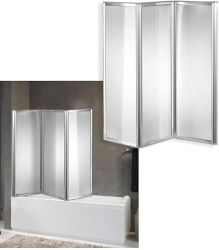 Parete Box vasca 3 ante pieghevoli H.140cm - acrilico satinato da 1,8mm di spessore, estensibile L.128-130 cm