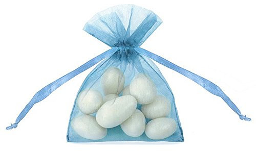 PartyDeco P&D Organzabeutel, 20 Stück - himmelblau