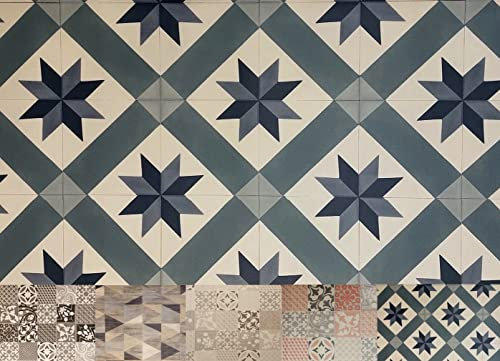 MadeInNature® PVC Carreaux Ciment Tapis en Différentes Tailles - Vinyle Idéal Style Suédois - Passage Devant Évier - Recouvrement de Sol (160x240cm, Aubrac)