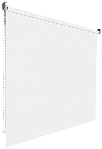 Kettenzugrollo Seitenzugrollo Tür Fenster Rollo Vorhang 14 Farben Breite 62 bis 202 cm Länge 180 cm lichtdurchlässig halbtransparent Metall Träger Wandmontage Deckenmontage (102 x 180 cm / Weiß)