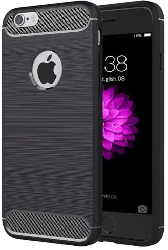 CoolGadget Premium Carbon Handyhülle TPU für iPhone 6S Plus/iPhone 6 Plus, stoßfest, Kratzfest, rutschfest, Anti-Fingerprint, schwarz