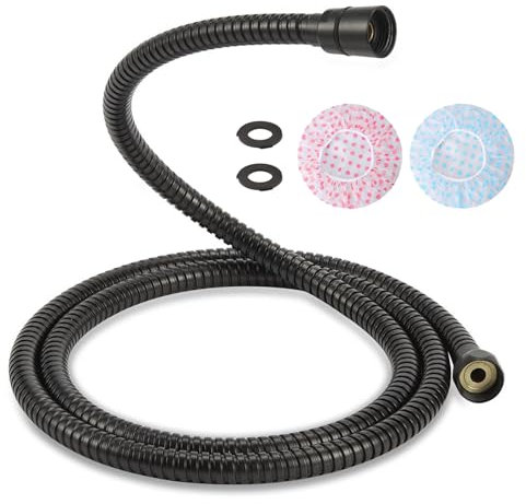 ThreeE Knickfreie Brauseschläuche Ölgeriffelt Bronze extralang 183 cm Verlängerung für Handbrause Edelstahl 360 Grad Drehbar Handbrause Schläuche Ersatz Messing Muttern Anti-Twist