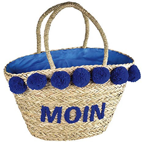 PAD - Moin - Seegras - Tasche - Seegras/Baumwolle - Natur/Blau - 50 x 32 x 28cm