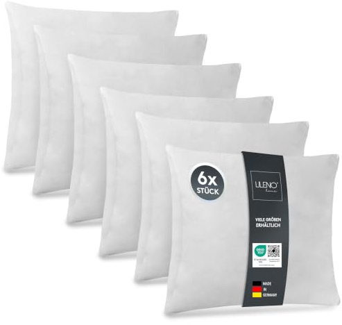 LILENO HOME Kissenfüllung 40x50 (6er Set) | Pralle Füllung für Couchkissen | & Dekokissen 40x50 | Wolkenweiches Sofa Pillow & Schlafkissen Made in Germany | Kissen Set mit Oeko-Tex