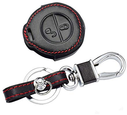 Happyit Leder Autoschlüssel Hülle Schlüsselbund für Mitsubishi Colt Warior Carisma Spacestar 2 Buttons