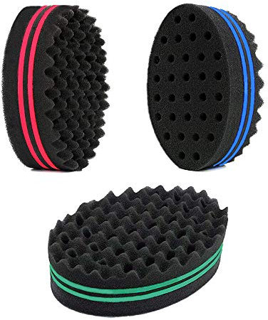 3 Stück Haarbürste Haarschwamm Magic Twist, AUHOTA Prämie Haar Schwamm Pinsel Doppel Barber Lockenwickler mit klein Löcher, Haarstyling Werkzeug zum Dreads Locking Coil Afro Curl Welle Haarpflege