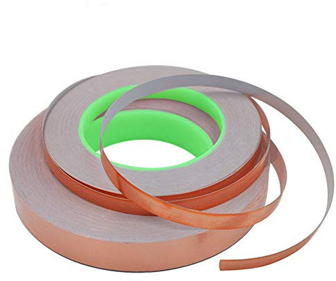 Senven Nastro Biadesivo Lamina Rame - Conduttivo Bifacciale - (50m × 20 Mm) × 1 - Schermatura Emi e Rf, Circuiti Carta, Riparazioni Elettriche - Confezione Da 1 Pezzi