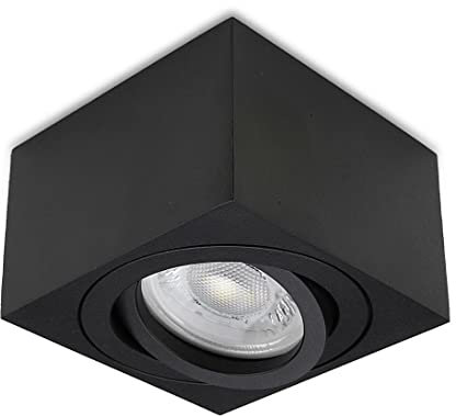 lambado® Premium LED Aufbaustrahler flach/Deckenstrahler Set inkl. 230V 5W Spots dimmbar - eckige Aufbauleuchte/Deckenspots in schwarz gebürstet