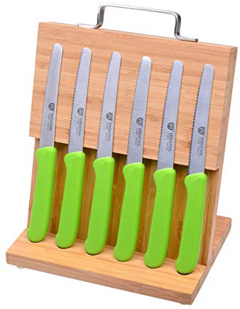 GRÄWE Magnet-Messerhalter Bambus mit Brötchenmessern (Grün)