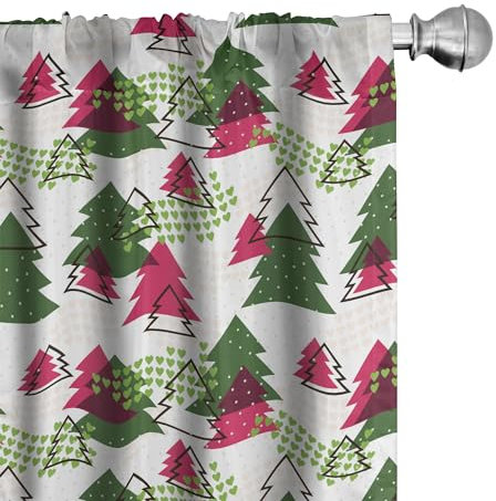 ABAKUHAUS Weihnachtsbaum Vorhänge, Gardinen, Baumformen Motive, Fensterbehandlungen für Wohnzimmer Schlafzimmer Dekor, 2 Stück 75 cm b x 175 cm h, Mehrfarbig