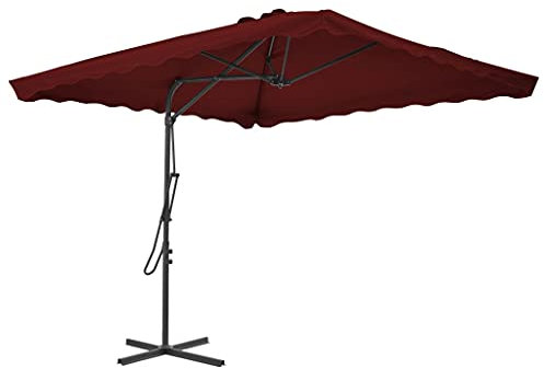 YITHOPI Ampelschirm Sonnenschirm | Kurbelschirm Terrassenschirm Strandschirm | Um 360 Grad drehbar | Mit 4 Stahlrippen | Bordeauxrot 250x250x230 cm