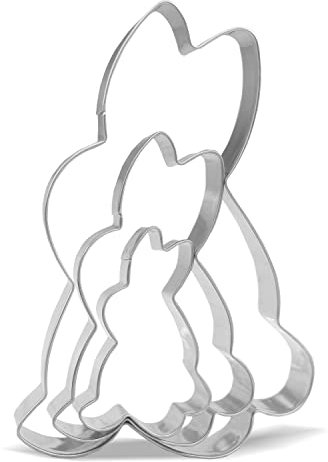 Rabbit Bunny Cookie Cutter Set - 5.3”,3.6”,2.4” - 3 Piece - Stainless Steel