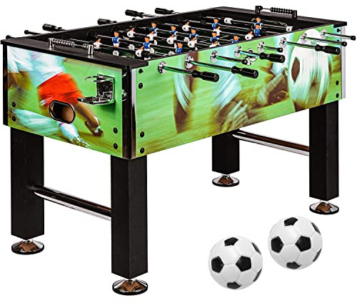 GAMES PLANET Kickertisch Leeds in 6 Farben, Tischfußball, Tischkicker, inkl. 4 Bälle + 2 Getränkehalter, ca. 60kg - Soccer Print