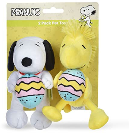 Peanuts for Pets Easter 6 Snoopy & Woodstock Spring AST Plush Squeaker Toy 2PC | Peanuts Dog Toys, Snoopy & Woodstock with Easter Eggs| Easter Dog Gifts | Snoopy Toys for Dogs