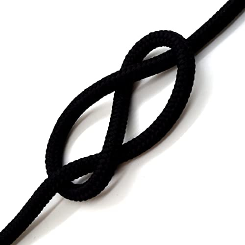 Black Polypropylene Rope, Solid Braided Poly Rope Cord Twine for Boat Yacht Dock Line Camping Washing Line (5 mm x 20 metres / 65.6 ft)
