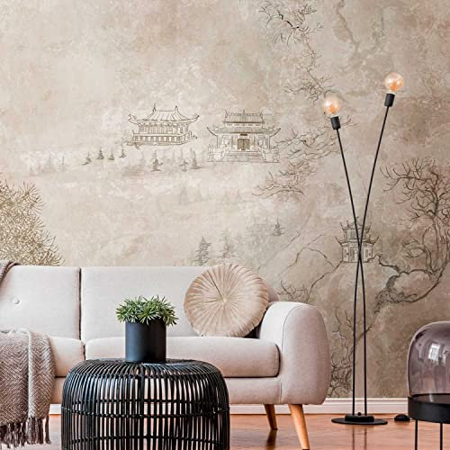 TADESSI | Fototapete | Vliestapete | Digitaldruck in Vintage-Optik | Beige | 3.71 x 2.80 m | Bäume | Tapete für Wohnzimmer - Flur - Büro - Küche - Wohnräume