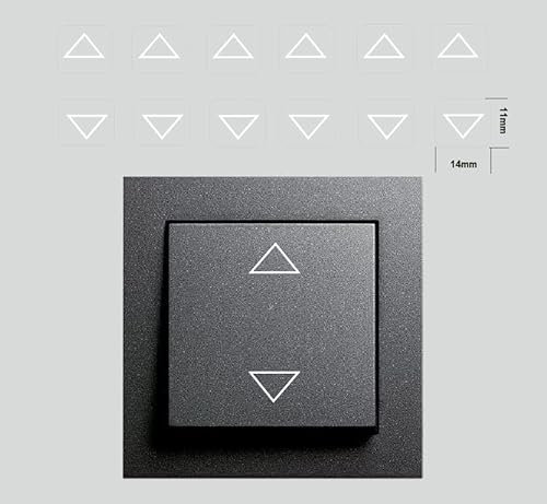 12 Stück Pfeil Aufkleber Schalter Aufkleber in weiß 6 Stück Auf 6 Stück Ab Aufkleber für Rolle Jalousie (RP19/2) (14 x 11 mm)