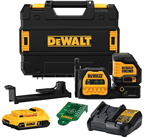 DEWALT 20V/12V MAX Laser Level Kit, Cross Line Laser, Green (DCLE34020G)