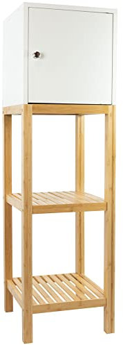 osoltus Badregal Badezimmer Regal Bambus weiß 33x33x114 cm