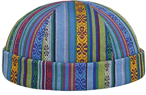 LIERYS Fresh Stripes Dockermütze Herren Beanie Baumwolle Viskose Made in Italy Handgefertigt Bunt Frühjahr Sommer blau L (58-59 cm)