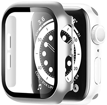 BELIYO Schutzhülle Kompatibel mit Apple Watch Ultra 2/Ultra/SE2/SE/9/8/7/6/5/4,Apple Watch Gesamtschutzhülle für Apple Watch SE2/SE6/5/4 44mm schutzhülle（44mm,Silber