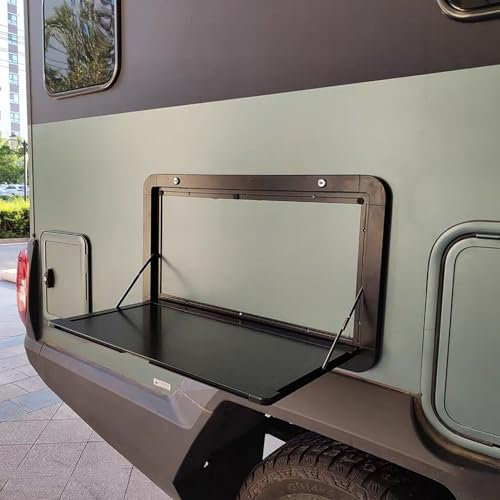 Wandklapptisch, Abschließbarer Wohnmobil Tisch, Hängender Esstisch Zur Wandmontage, Klappbarer Wandtisch aus Premium Aluminiumlegierung, Externer Abschließbarer Wandtisch für Wohnmobile (Color : Negr