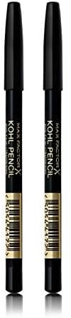 Max Factor Kohl Eyeliner, 20 schwarze, leicht zu verblendende Formel, perfekt für Smokey Eyes Make-up, 4 g (2er Pack)