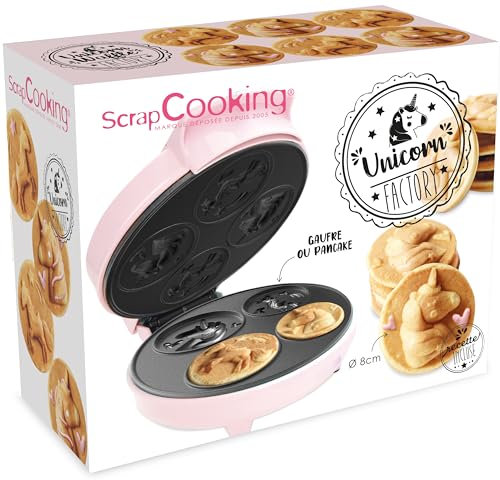 ScrapCooking 3886 Waffelautomat für Waffeln & Pfannkuchen Einhorn – Unicorn Factory – Gerät mit Antihaftbeschichtung – Geschenkidee zum Backen und Backen – inkl. Rezept – Rosa