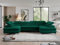 MKS MEBLE Sofa U, Wohnlandschaft U-Form, Ecksofa mit Schlaffunktion und Bettkasten, Schlafsofa mit Bettkasten, Couch mit Verstellbare Kopfstützen - Pedro U - Grün Velvet Hydrophob