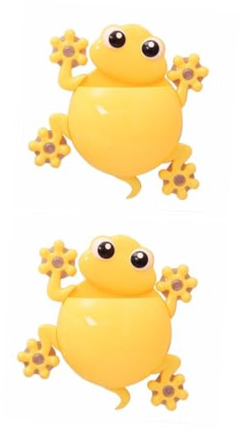 DECHOUS 2stücke Cartoon Zahnbürstenhalter Mit Saugnapf Wandmontage Für Kinderbad Gelber Frosch-Design Und Starker Halt Für Zahnbürsten Und Zahnpasta Dekorative Badezimmerlösung