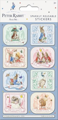 Peter Rabbit Portraits | Sparkly Reusable Stickers | Official Licensed Product | Reusable on Non-Porous Surfaces, Blue